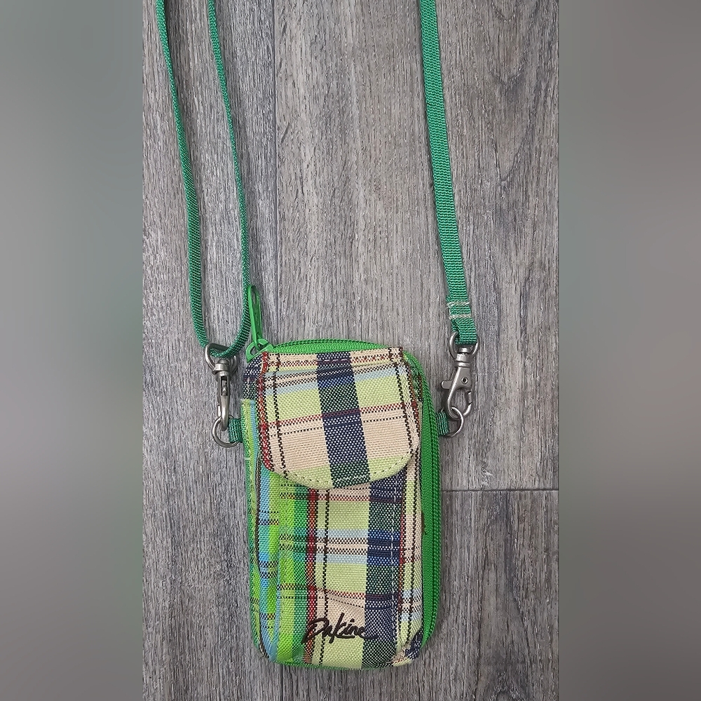 Dakine Green Plaid Crossbody Wallet